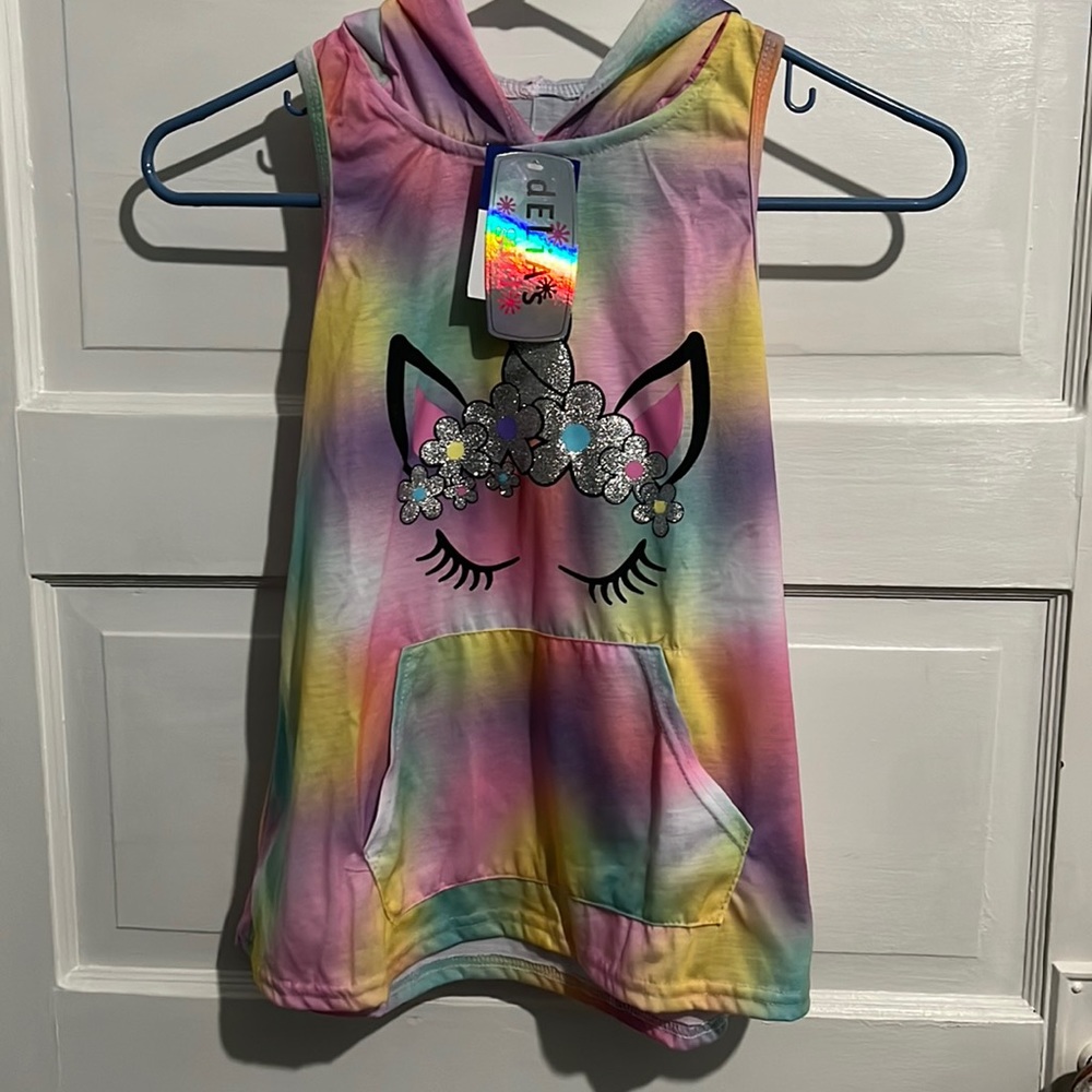 Girls Unicorn Hooded Tank Top